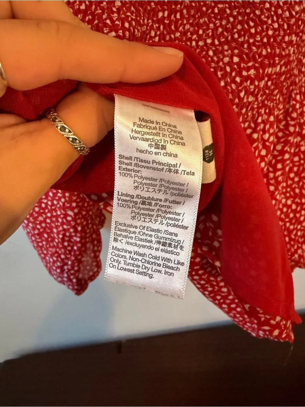 Madewell Red Ditsy Smocked Peasant Blouse Size 6